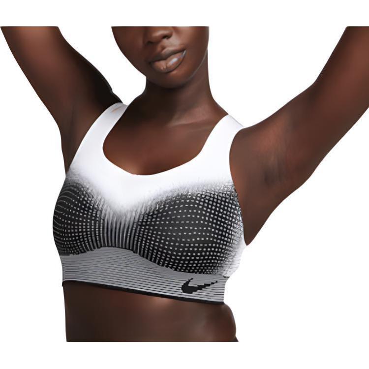 (Women) Nike Swoosh Flyknit Sports Bra Black/White/Bright Crimson - Comfortable & Breathable DQ5119-010