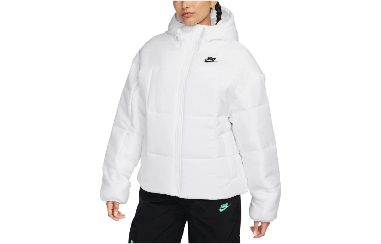 (Women) Nike Therma-FIT Loose Hooded Jacket White with Letter Print Design FB7672-100