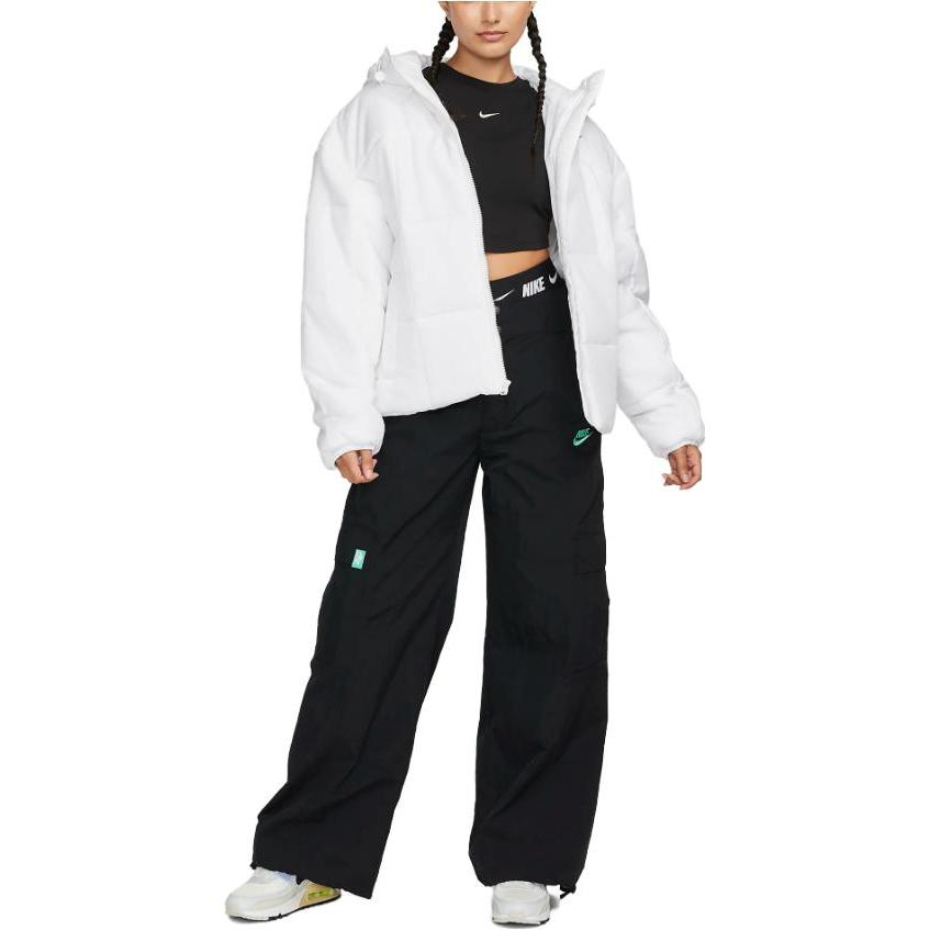 (Women) Nike Therma-FIT Loose Hooded Jacket White with Letter Print Design FB7672-100 圖 3