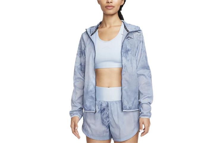(Women) Nike Trail Tie-Dye Logo Embroidered Hoodie Jacket Light Armoury Blue FN6853-440