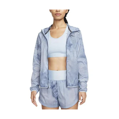 (Women) Nike Trail Tie-Dye Logo Embroidered Hoodie Jacket Light Armoury Blue FN6853-440