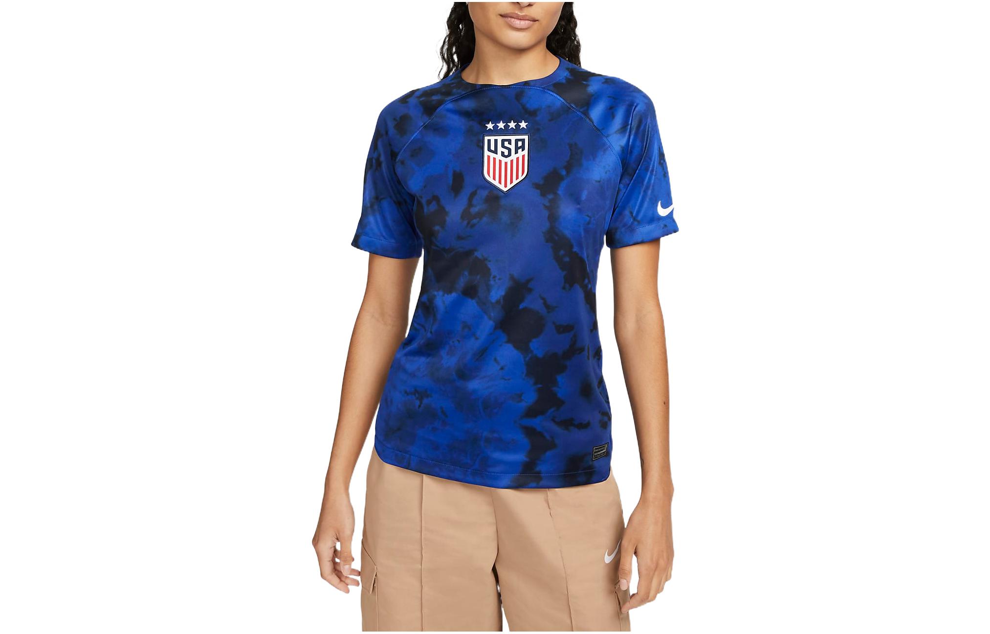 Buy (Women) Nike USA Away T-Shirt Blue - 2022 Qatar World Cup Logo Fan Edition. DN0777-454