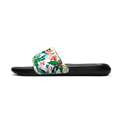 (W) Nike Victori One Flowers Stylish Sports Slippers Black