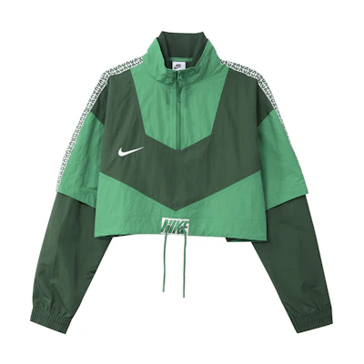 (Women) Nike Vintage Green Half-Zip Pullover Jacket with Colorblock Design FB8373-323