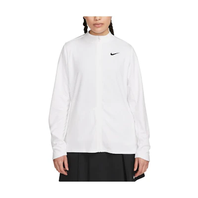 (Women) Nike White Logo Crewneck Zip-Up Jacket DX1490-100