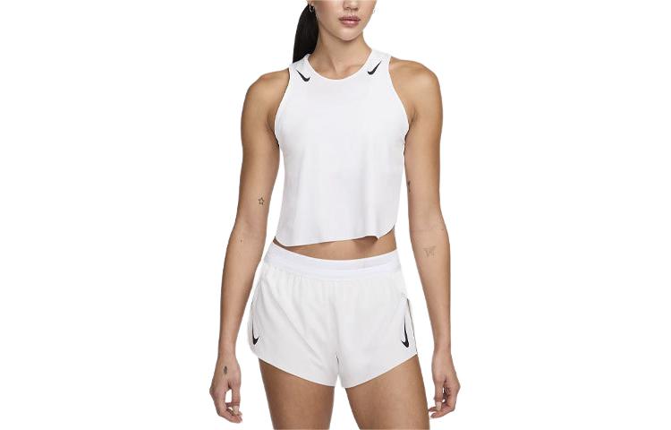 (Women) Nike White Logo Crop Running Tank Top FN2713-100