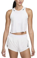(Women) Nike White Logo Crop Running Tank Top FN2713-100 (Women) Nike White Logo Crop Running Tank Top FN2713-100