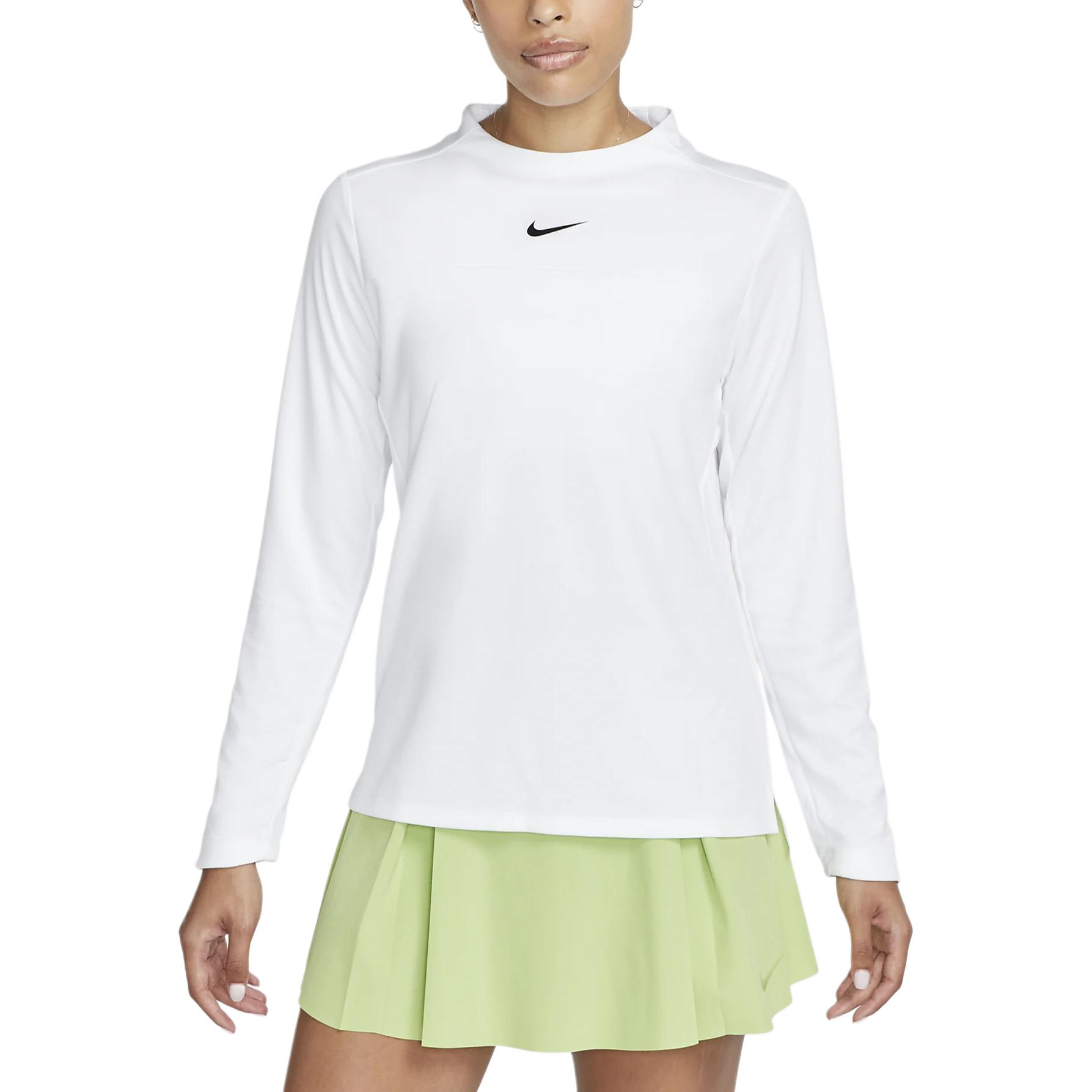 (Women) Nike White Long-Sleeve Golf Pullover Sweatshirt Quick-Dry Crewneck DX1493-100