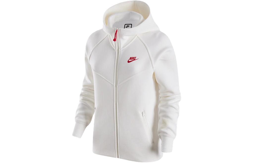 (Women) Nike White Lunar New Year Hoodie Jacket Logo Print Knit Training Outerwear FZ6385-133