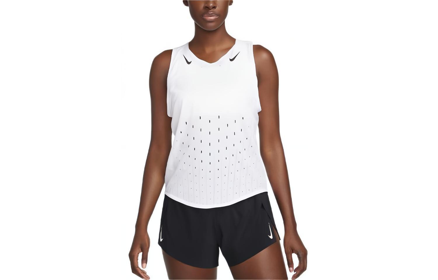 (Women) Nike White Solid Logo Crewneck Running Tank Top FN2504-100