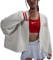 (Women) Nike White Striped Loose-Fit Knit Cardigan Long Sleeve HJ0947-133 (Women) Nike White Striped Loose-Fit Knit Cardigan Long Sleeve HJ0947-133