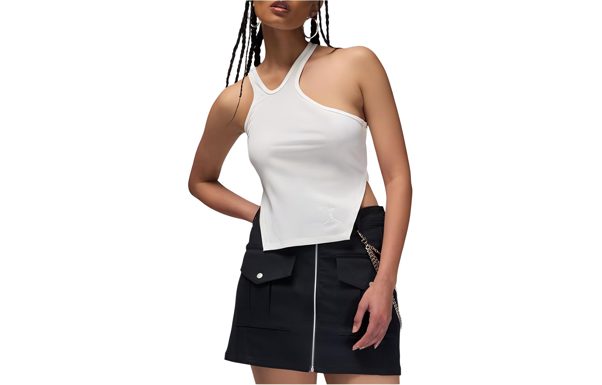 (Women) Nike White V-Neck Slim Fit Sleeveless Crop Tank Top FN5799-133