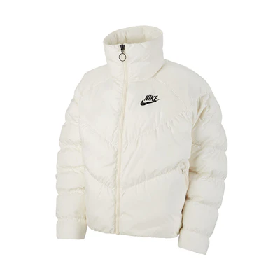 (Women) Nike White Winter Puffer Jacket Windproof Warm Stand Collar CD4216-110