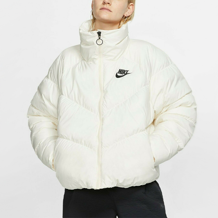 (Women) Nike White Winter Puffer Jacket Windproof Warm Stand Collar CD4216-110 圖 5