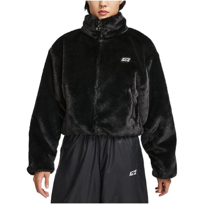 (Women) Nike Women’s Short Zip-Up Jacket with Large Logo Print - Black DV5140-010 圖 5