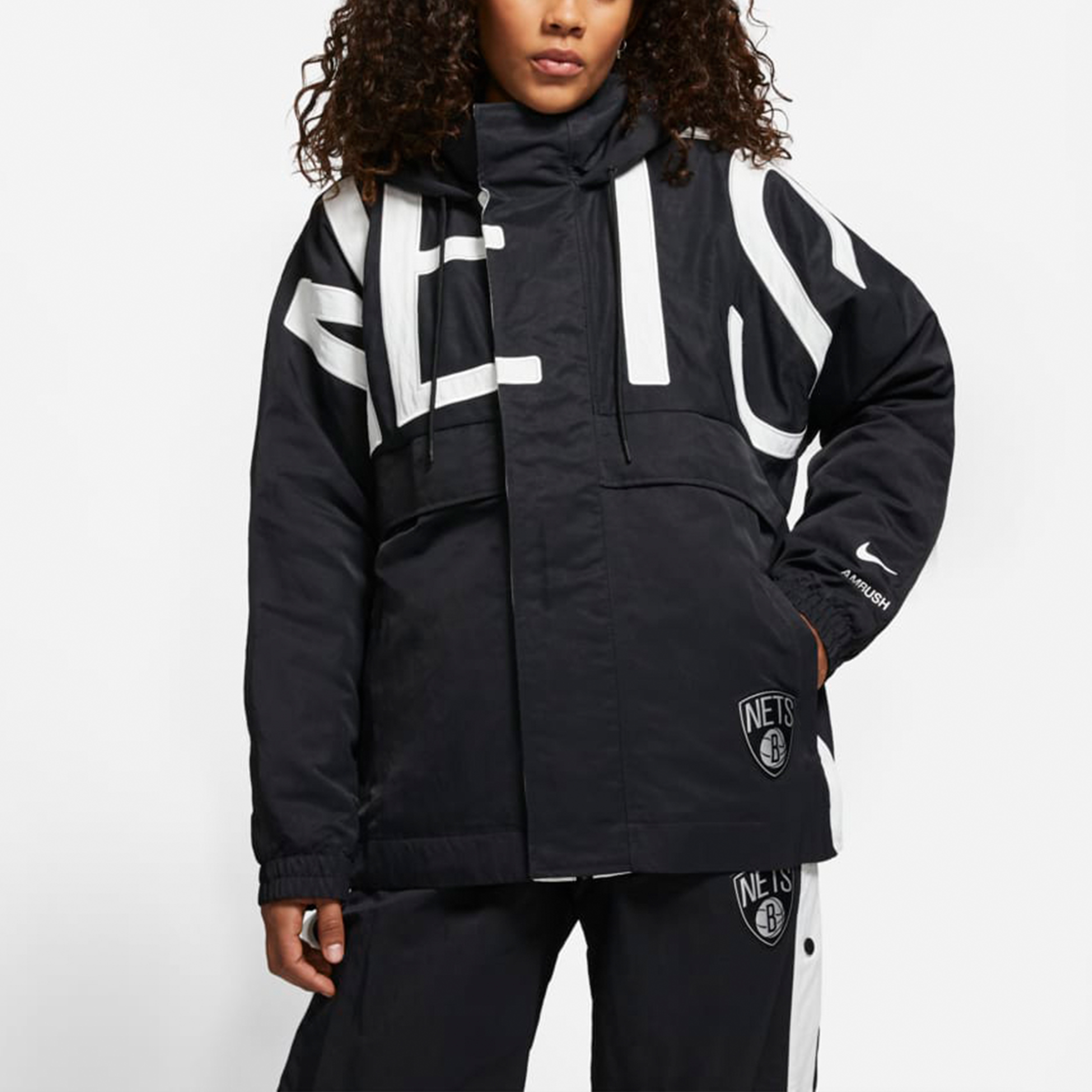 (Women) Nike AMBUSH Brooklyn Nets Graphic Hoodie Jacket Women Black Winter DB9567-010 圖 4