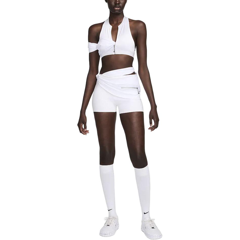 Lookbook (Women) Nike x Jacquemus SS24  Layered Wrap Waist Shorts White Asia Edition. FJ3267-100