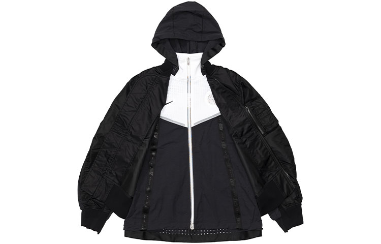 Shop (W) Chaqueta Negra Nike x Sacai Doble Capa Edición Asia Color Block CZ4678-010