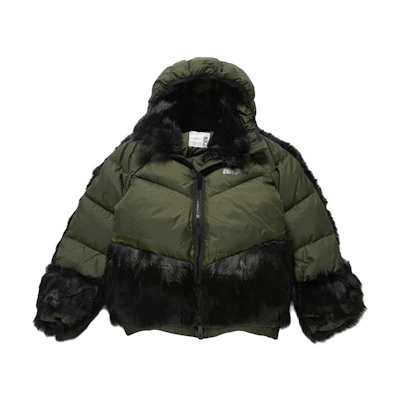 (Women) Nike Sacai Winter Loose-Fit Puffer Jacket Dark Green CT3267-355