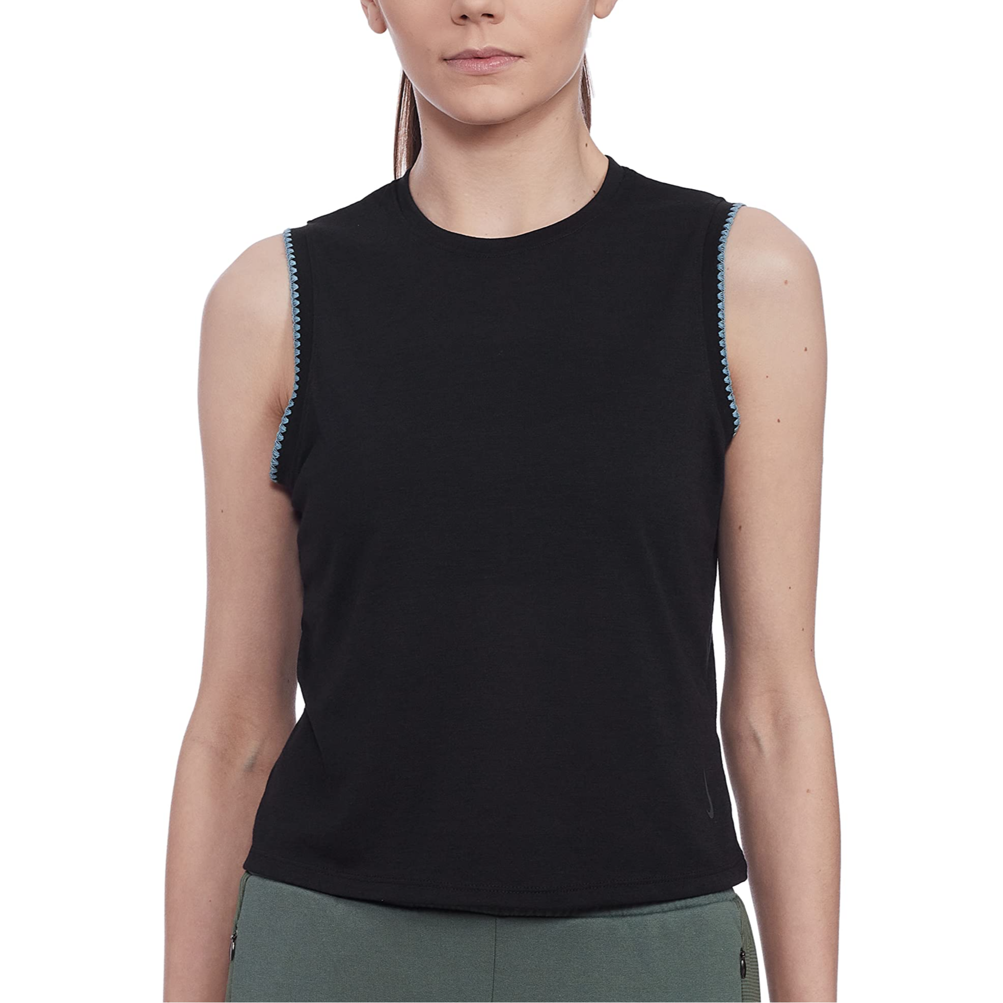 (Women) Nike Yoga Crochet-Edge Sleeveless Tank Top Black DA1047-010