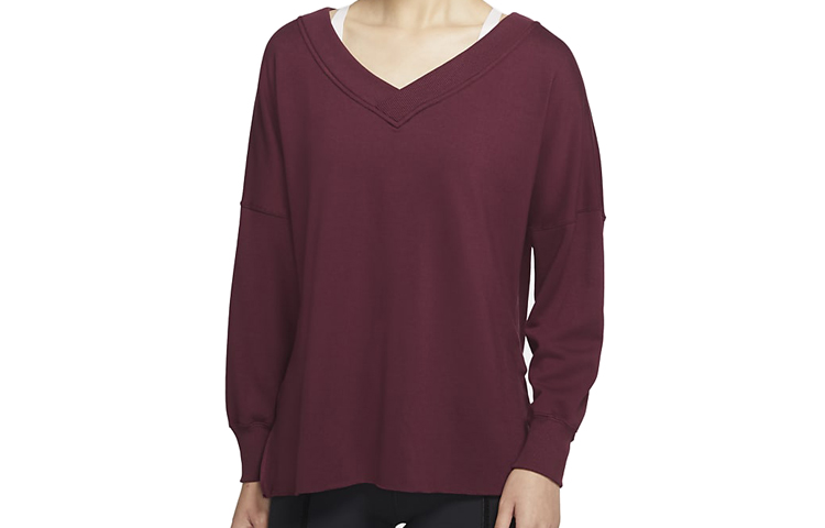 (Women) Nike Yoga Pullover Sweatshirt Activewear - Dark Maroon Red CU5491-681