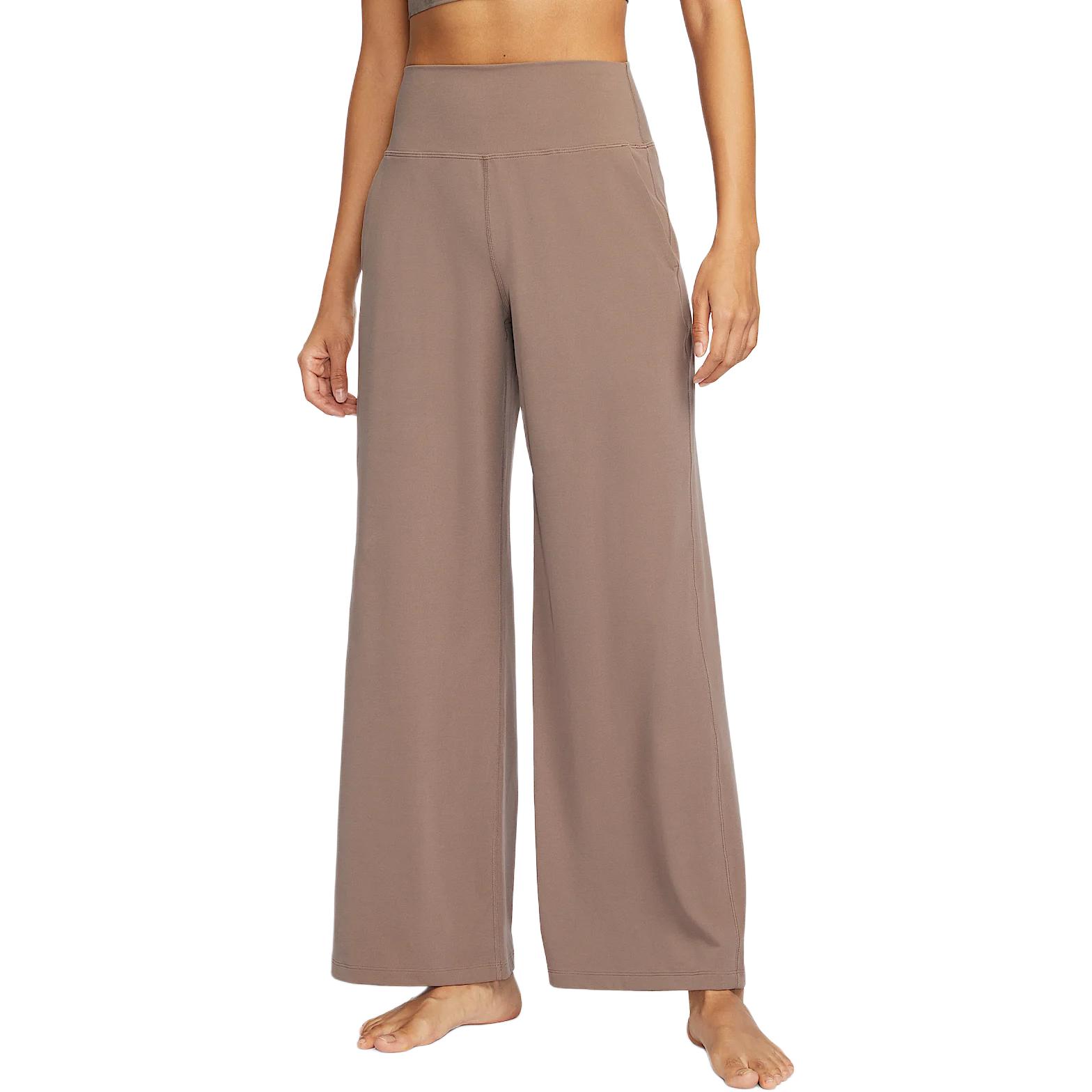 (Women) Nike Zenvy Dri-Fit High-Waist Wide-Leg Pants Brown/White Casual Pants HJ5361-233