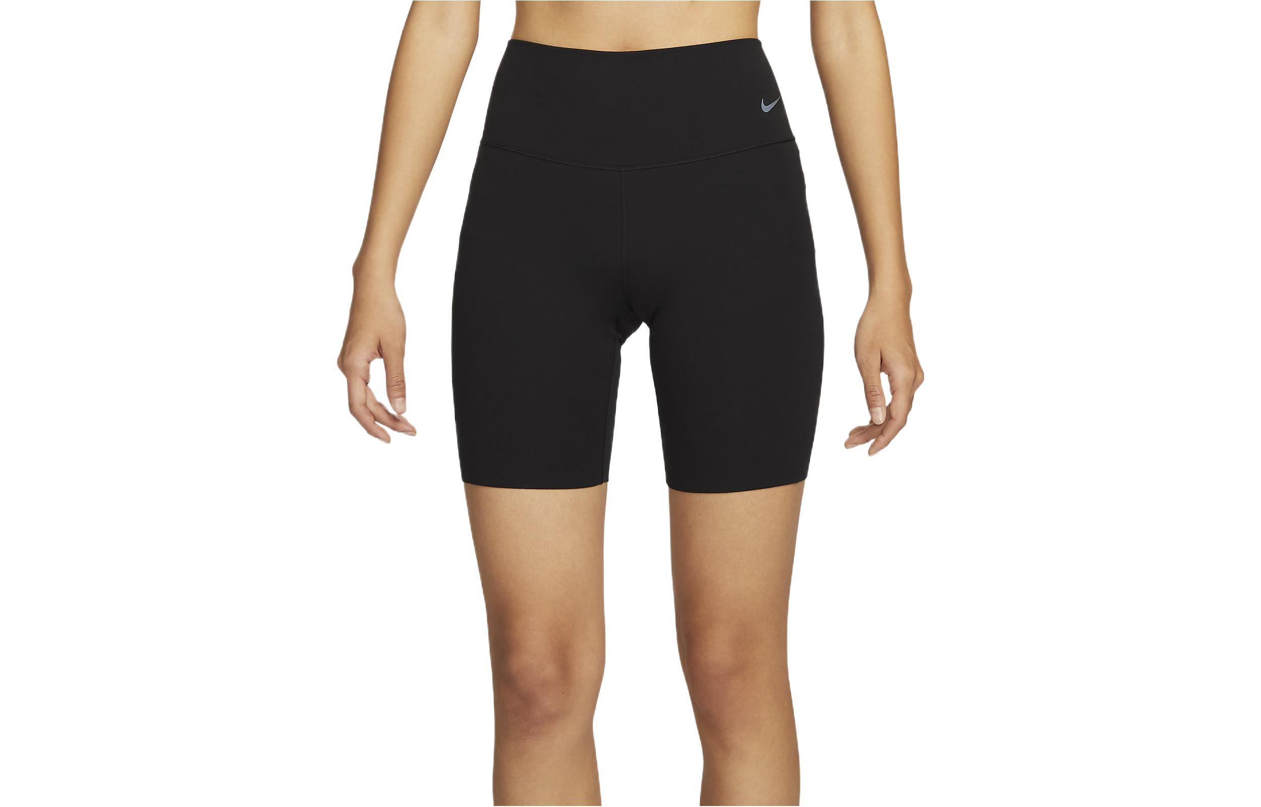 (Women) Nike Zenvy Mid-Rise Logo Print Workout Shorts Black DQ6006-010