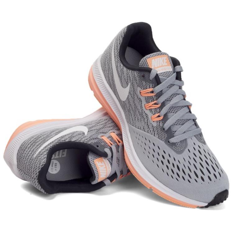 Shop 耐吉 Zoom Winflo 4 減震防滑耐磨 低幫 跑步鞋 女款 灰色