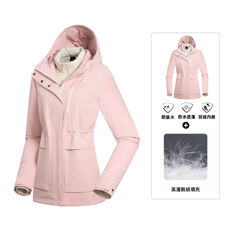 (Women) NORTHLAND 3-in-1 Outdoor Hiking Waterproof Windproof Jacket with Down Liner NWJDT2811S