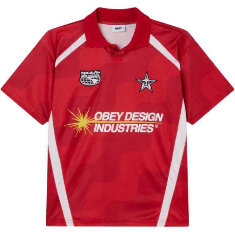 Obey Loose-Fit Red Soccer Jersey Tee. 131080372-RED
