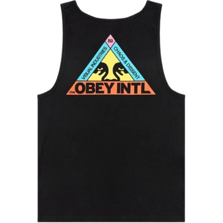 Obey Triangle Logo Letter Print Sleeveless Tank Top for Men. O8XVT072600DG