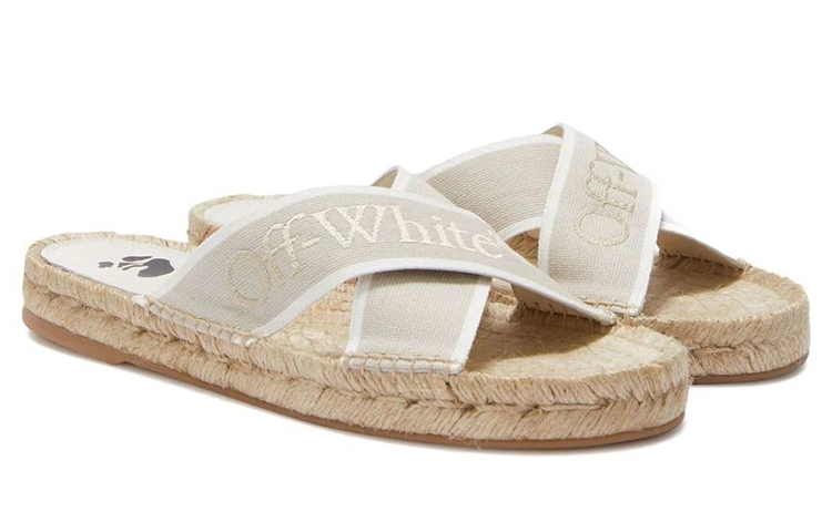 Order (W) オフホワイト クロスストラップ サンダル (ベージュ) OWIB011S22FAB0016101