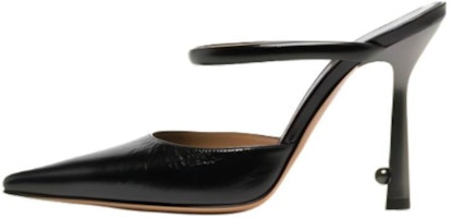 (W) オフホワイト 10.5cm 黒レザー ポインテッドトゥ ミュール OWIJ026F23LEA0011010 Buy (W) オフホワイト 10.5cm 黒レザー ポインテッドトゥ ミュール OWIJ026F23LEA0011010