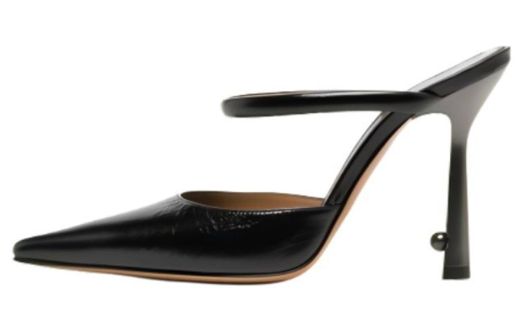 (Women) Off-White 10.5cm 'Black Leather Pointed Toe Stiletto Mule' OWIJ026F23LEA0011010