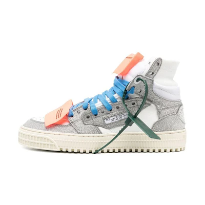 (W) Off-White 3.0 Off Court High-Top Sneakers White Silver Glitter