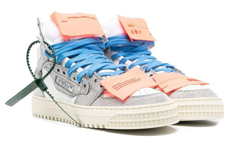 (W) Off-White 3.0 Off Court High-Top Sneakers White Silver Glitter 圖 2