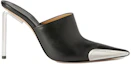 Order (W) Off-White Allen Frame Leren Hoge Hak Mule Slippers Zwart OWIJ036F23LEA0011072