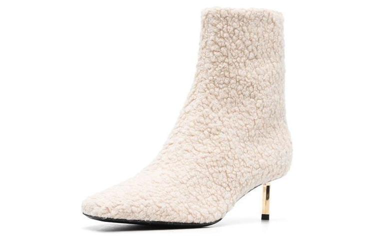 Buy (W) Off-White 'Bota Beige Tobillo Tacón Alto Punta Redonda 6cm' OWID015F22MAT0010476