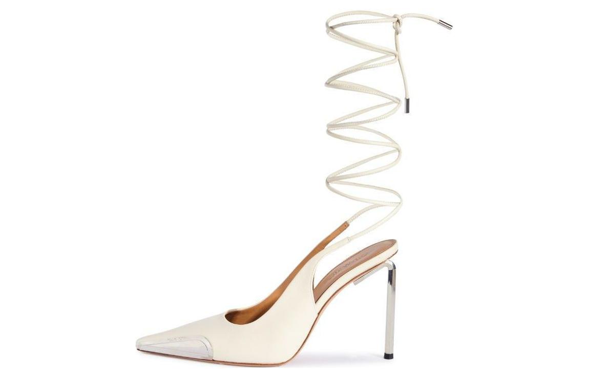 (Women) Off-White 'Beige Leather Comfort High Heels' OWII015S24LEA0020372