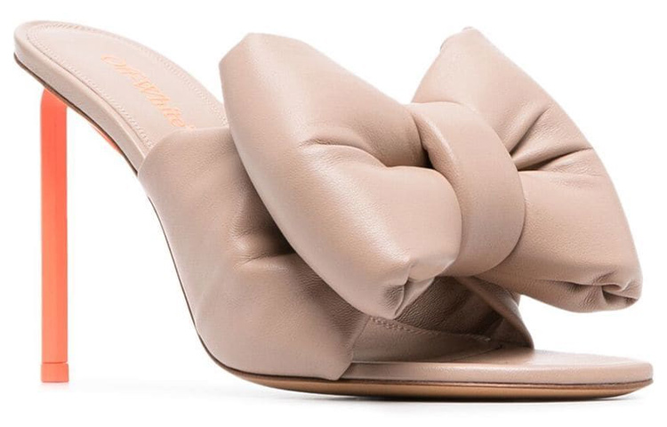 (W) Off-White 'Beige Oversized Bow Leather High-Heel Sandals' 圖 2
