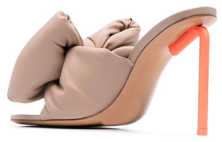 (W) Off-White 'Beige Oversized Bow Leather High-Heel Sandals' 圖 3