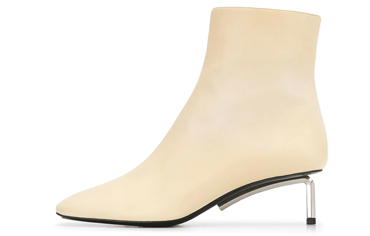 (Women) Off-White 'Beige Pointed Toe Stiletto Ankle Boots' OWID004F20LEA0036100