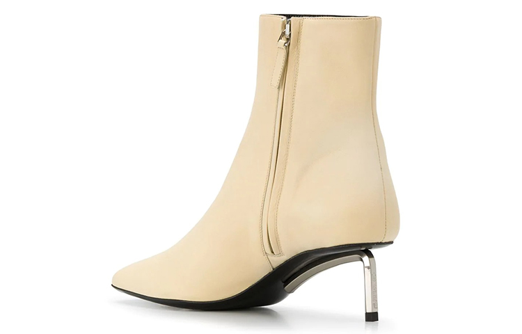 Shop (W) Off-White 'Boots Tumit Tinggi Runcing Beige' OWID004F20LEA0036100