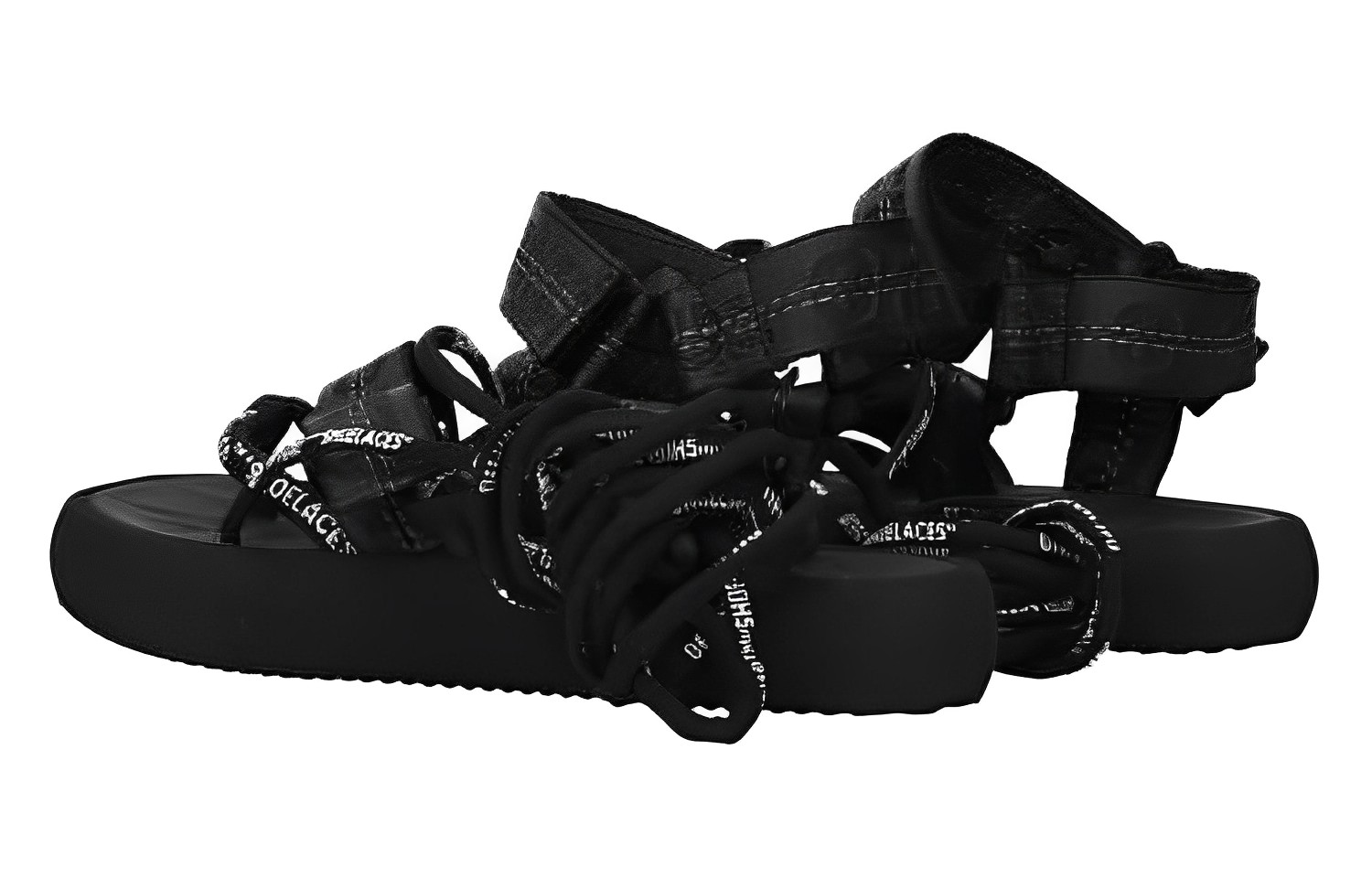 Shop (W) Off-White 'Sandal Kain Hitam Rata' OWIA214S20FAB0011000