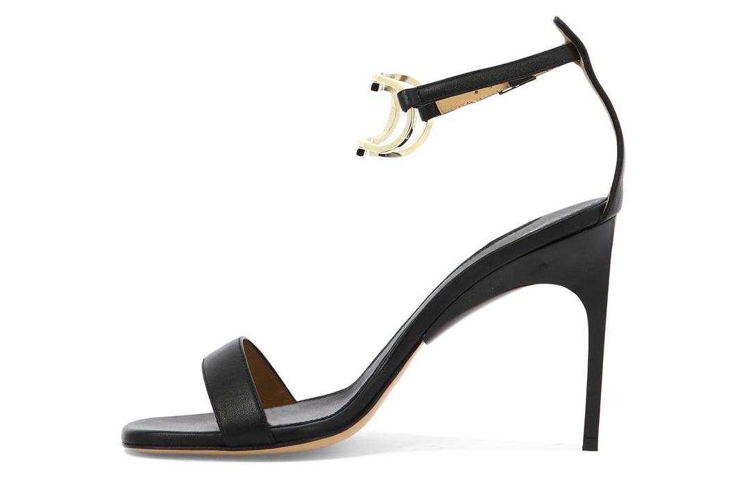 (Women) Off-White 'Black Leather Buckle Stiletto Sandals' OWIH045S23LEA0011076