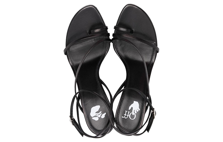 (W) Off-White 'Black Leather High-Heel Buckle Sandals' 圖 3