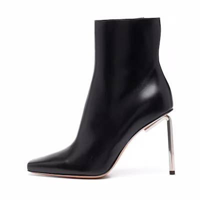 (W) Off-White 'Black Leather High-Top Zip Boots'