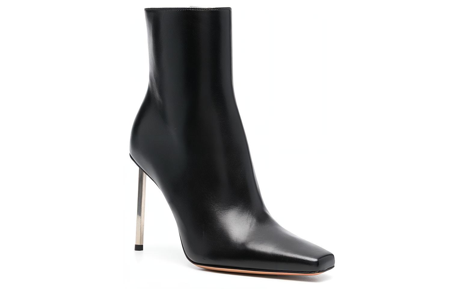 (W) Off-White 'Black Leather High-Top Zip Boots' 圖 2