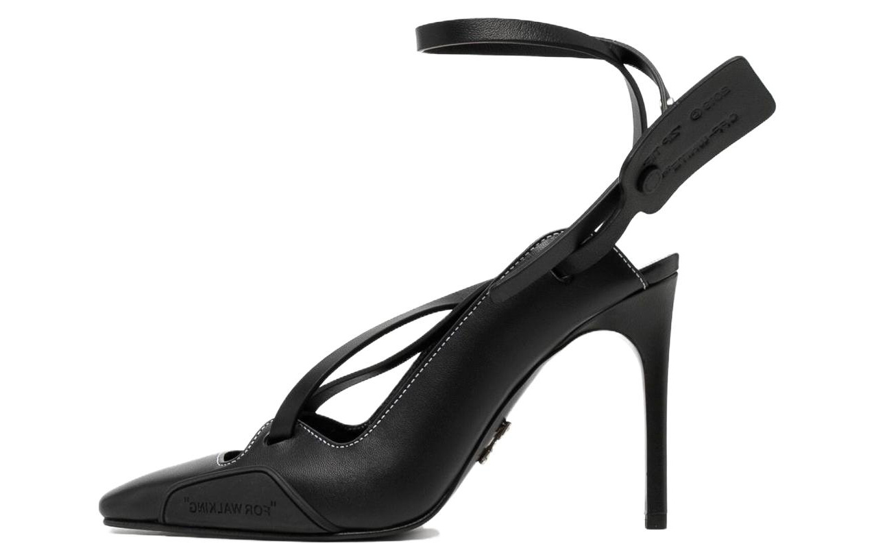 (Women) Off-White 'Black Leather Pointed Stiletto Heels' OWIA153E19F450771000