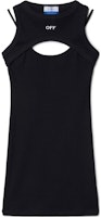 (Women) OFF-WHITE Black Printed Ribbed Sleeveless Mini Dress OWDB496C99JER0011001 (Women) OFF-WHITE Black Printed Ribbed Sleeveless Mini Dress OWDB496C99JER0011001
